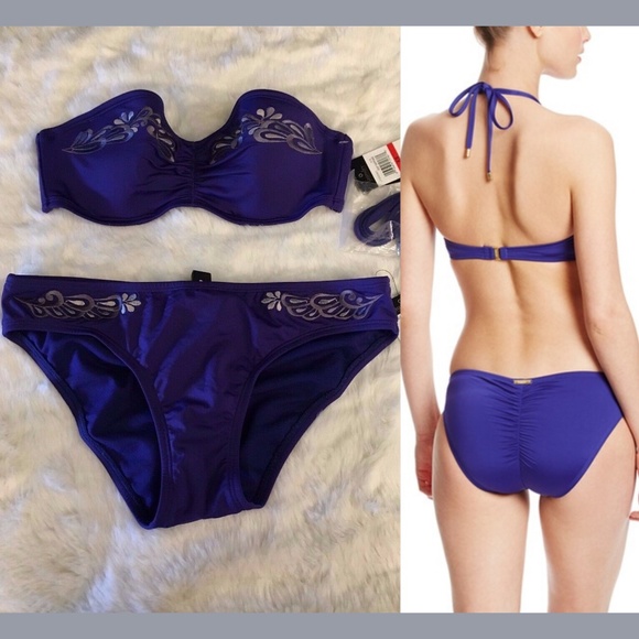NWT $156 Laundry Bandeau Bikini‎ Top [SZ XS ] + Bottom [SZ Small ] - Picture 1 of 8